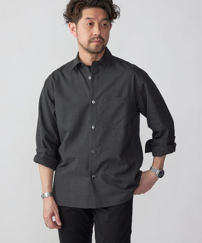SHIPS:〈洗濯機可能〉TECH PLUS(R) WOOL リラックスフィット レギュラーカラーシャツ