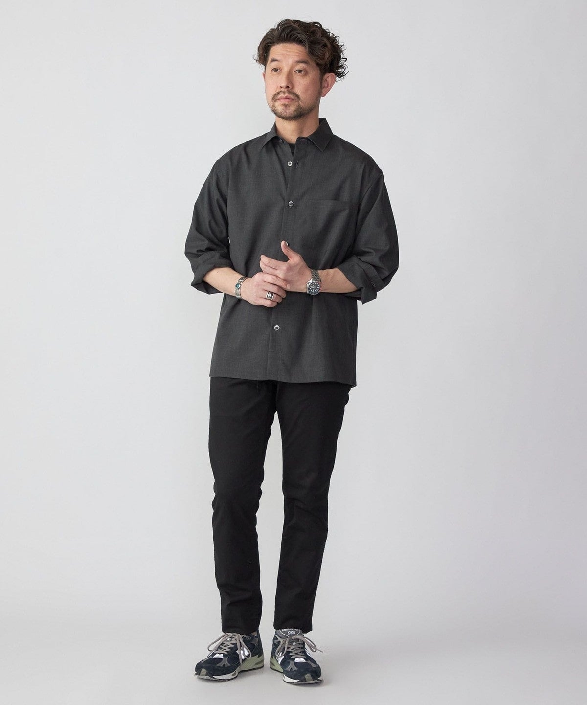 SHIPS:〈洗濯機可能〉TECH PLUS(R) WOOL リラックスフィット レギュラーカラーシャツ