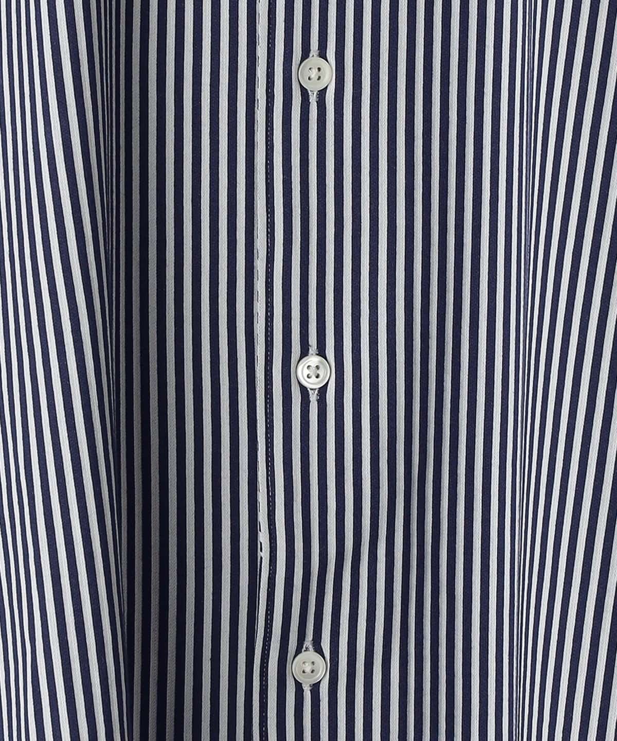 SHIPS:<吸水 速乾>ALBINI ジャージー ストライプ イタリアン ワイドカラー シャツ