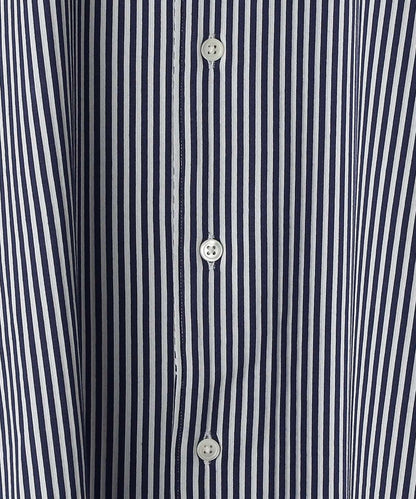 SHIPS:<吸水 速乾>ALBINI ジャージー ストライプ イタリアン ワイドカラー シャツ