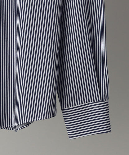 SHIPS:<吸水 速乾>ALBINI ジャージー ストライプ イタリアン ワイドカラー シャツ