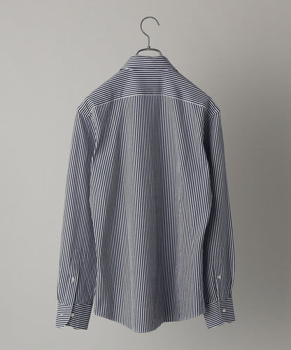 SHIPS:<吸水 速乾>ALBINI ジャージー ストライプ イタリアン ワイドカラー シャツ