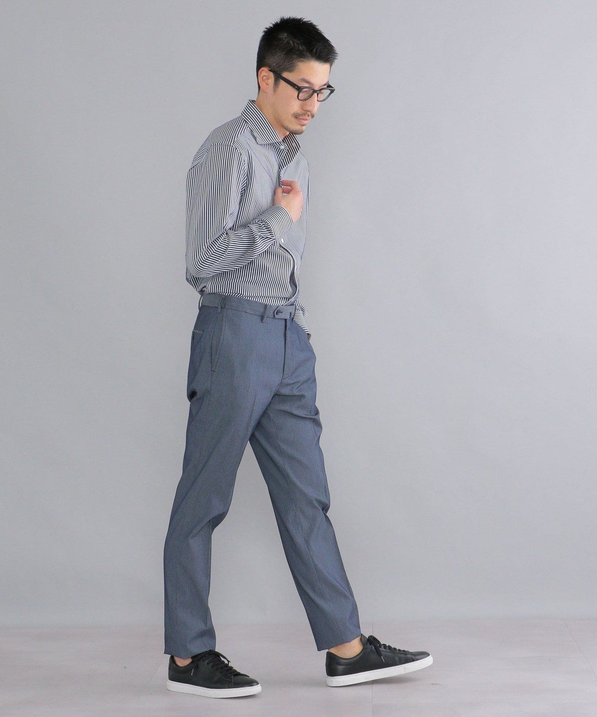 SHIPS:<吸水 速乾>ALBINI ジャージー ストライプ イタリアン ワイドカラー シャツ