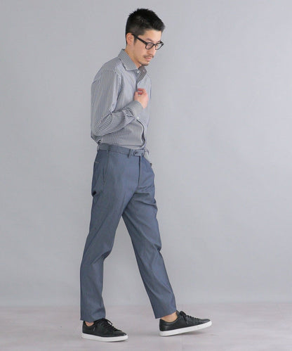 SHIPS:<吸水 速乾>ALBINI ジャージー ストライプ イタリアン ワイドカラー シャツ