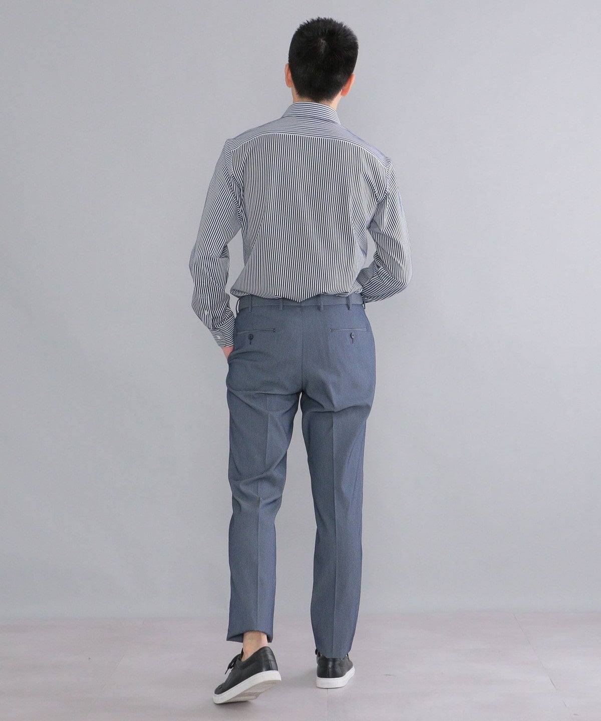 SHIPS:<吸水 速乾>ALBINI ジャージー ストライプ イタリアン ワイドカラー シャツ