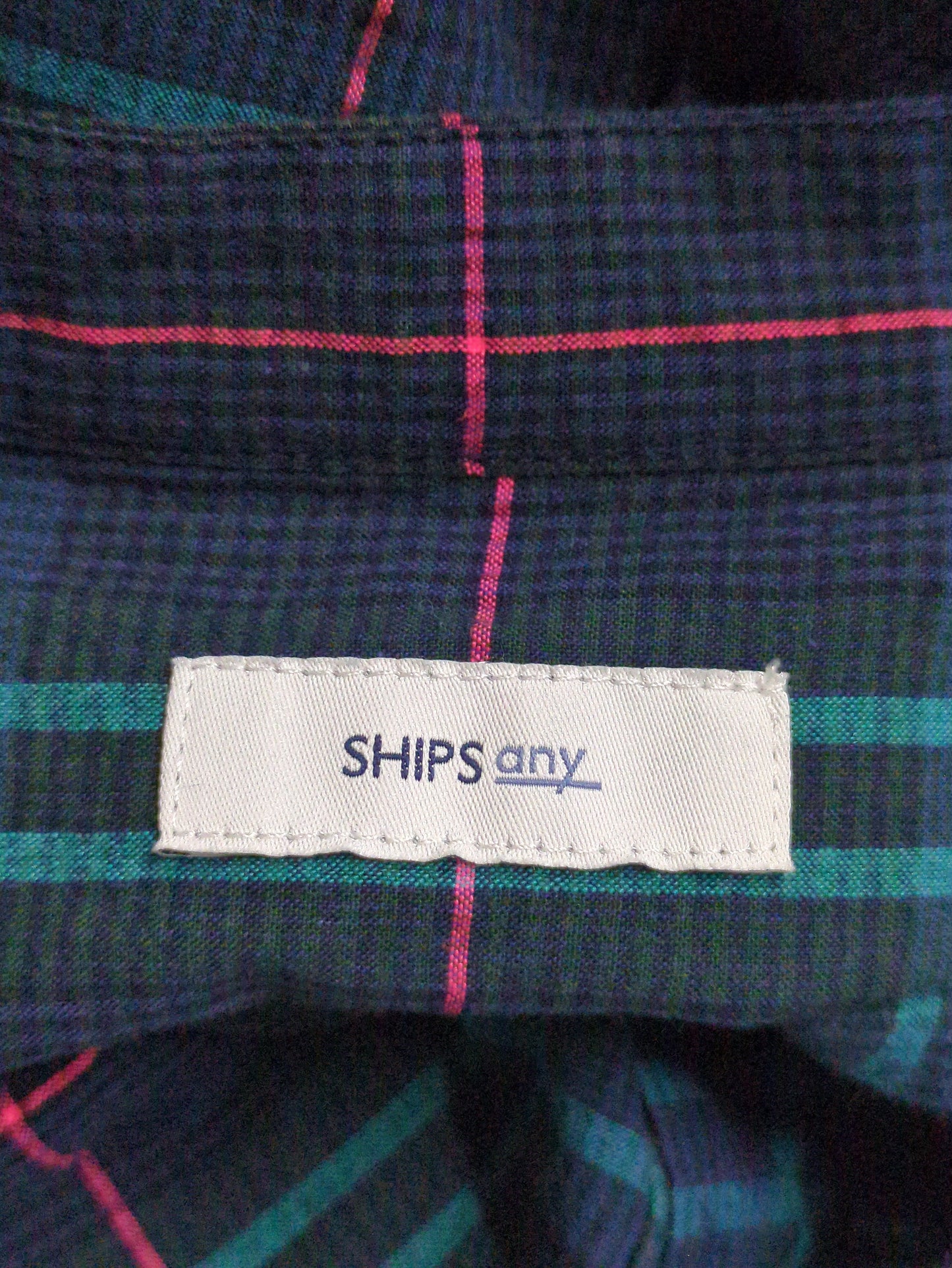 SHIPS any:〈ウォッシャブル〉ネオンチェック パフシャツ ワンピース