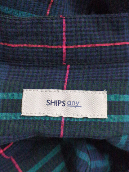 SHIPS any:〈ウォッシャブル〉ネオンチェック パフシャツ ワンピース