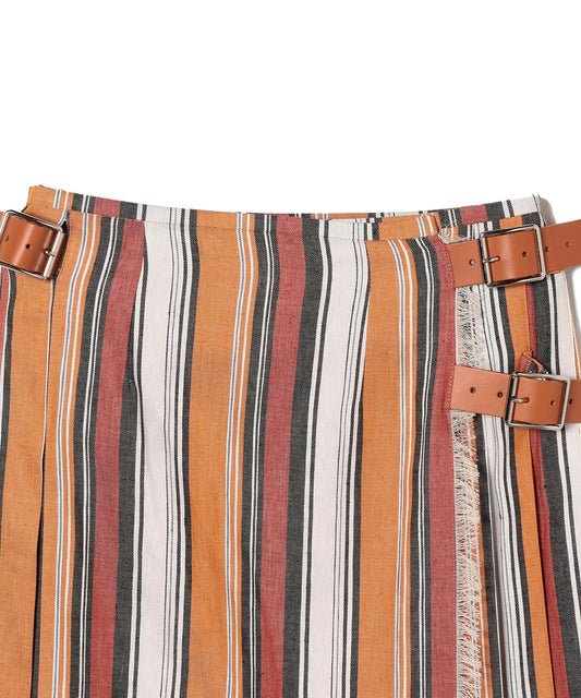 ONEIL OF DUBLIN:マルチストライプクリンクルプリーツスカート