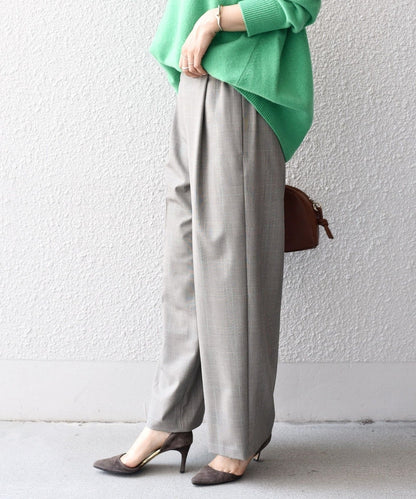 〈手洗い可能〉チェックセミワイドパンツ