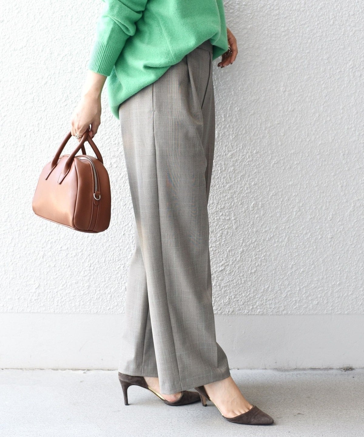 〈手洗い可能〉チェックセミワイドパンツ