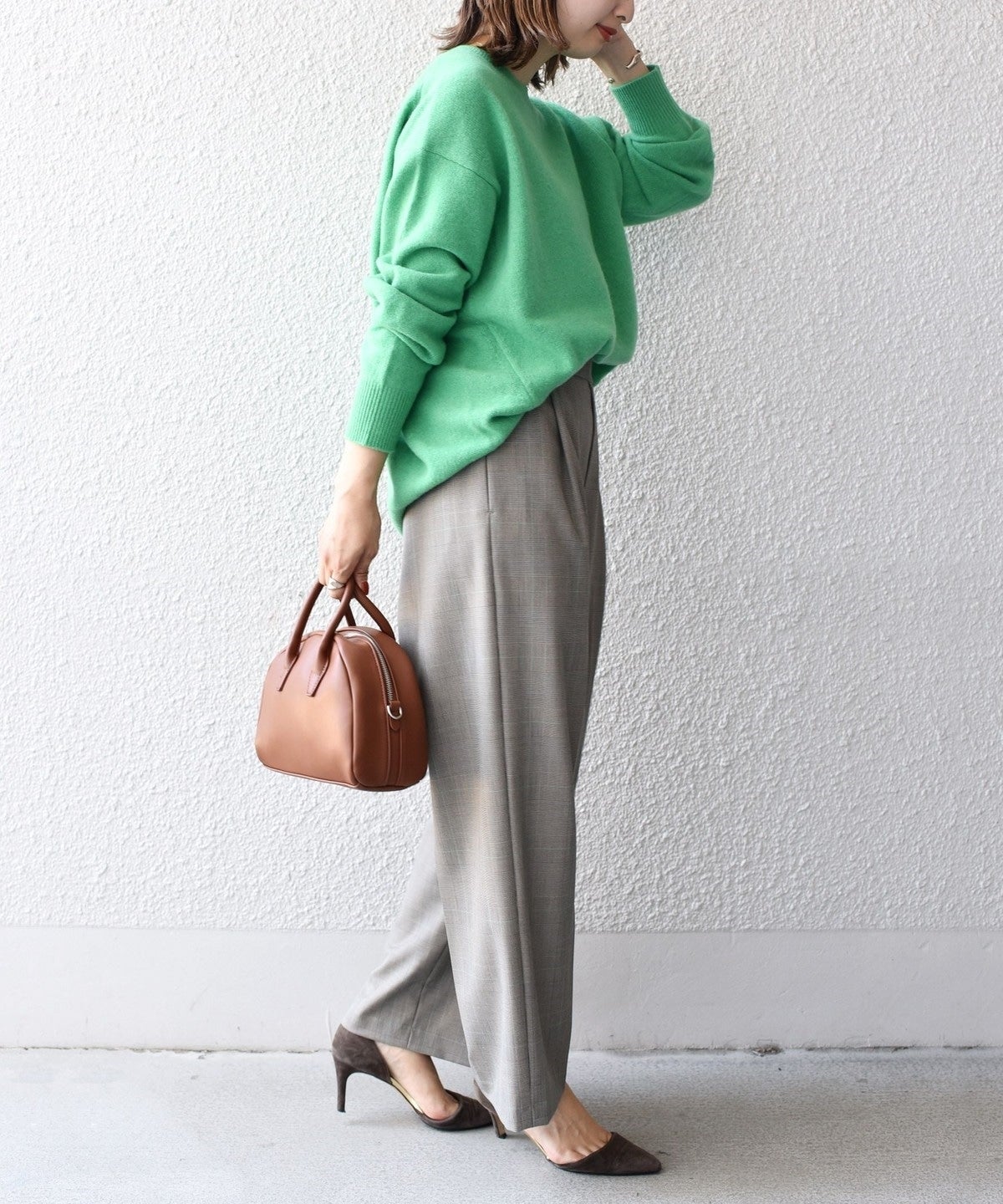 〈手洗い可能〉チェックセミワイドパンツ