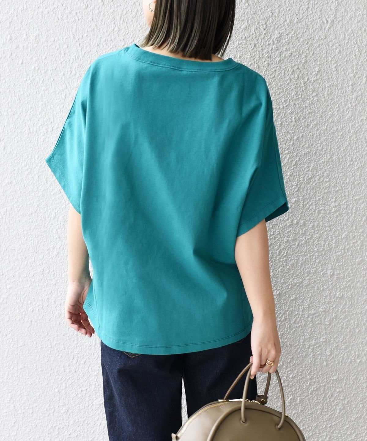 〈UVカット/汗染み防止〉USAコットンドルマンスリーブステッチTEE