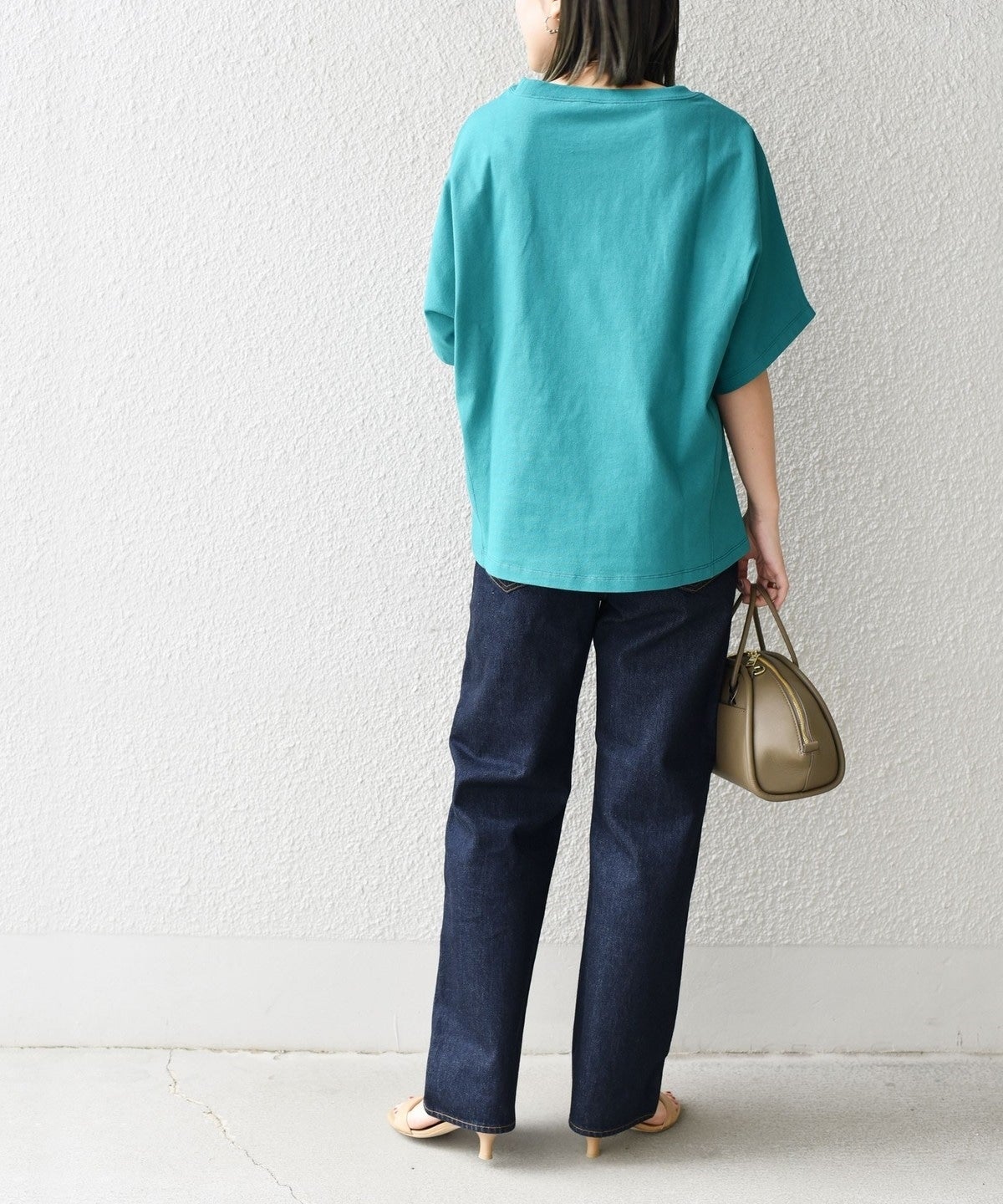 〈UVカット/汗染み防止〉USAコットンドルマンスリーブステッチTEE