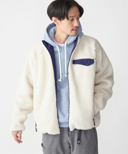 SHIPS: ビッグシルエット リバーシブル ボア フリース ナイロン ブルゾン