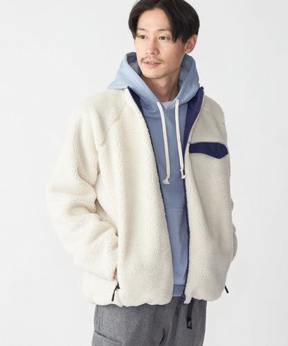 SHIPS: ビッグシルエット リバーシブル ボア フリース ナイロン ブルゾン