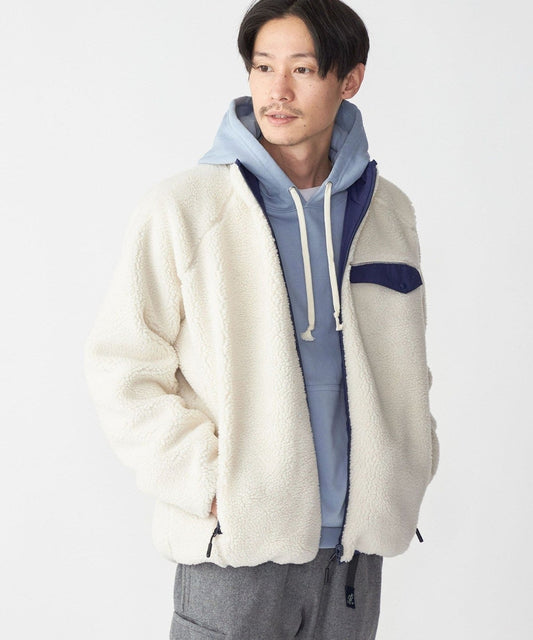 SHIPS: ビッグシルエット リバーシブル ボア フリース ナイロン ブルゾン