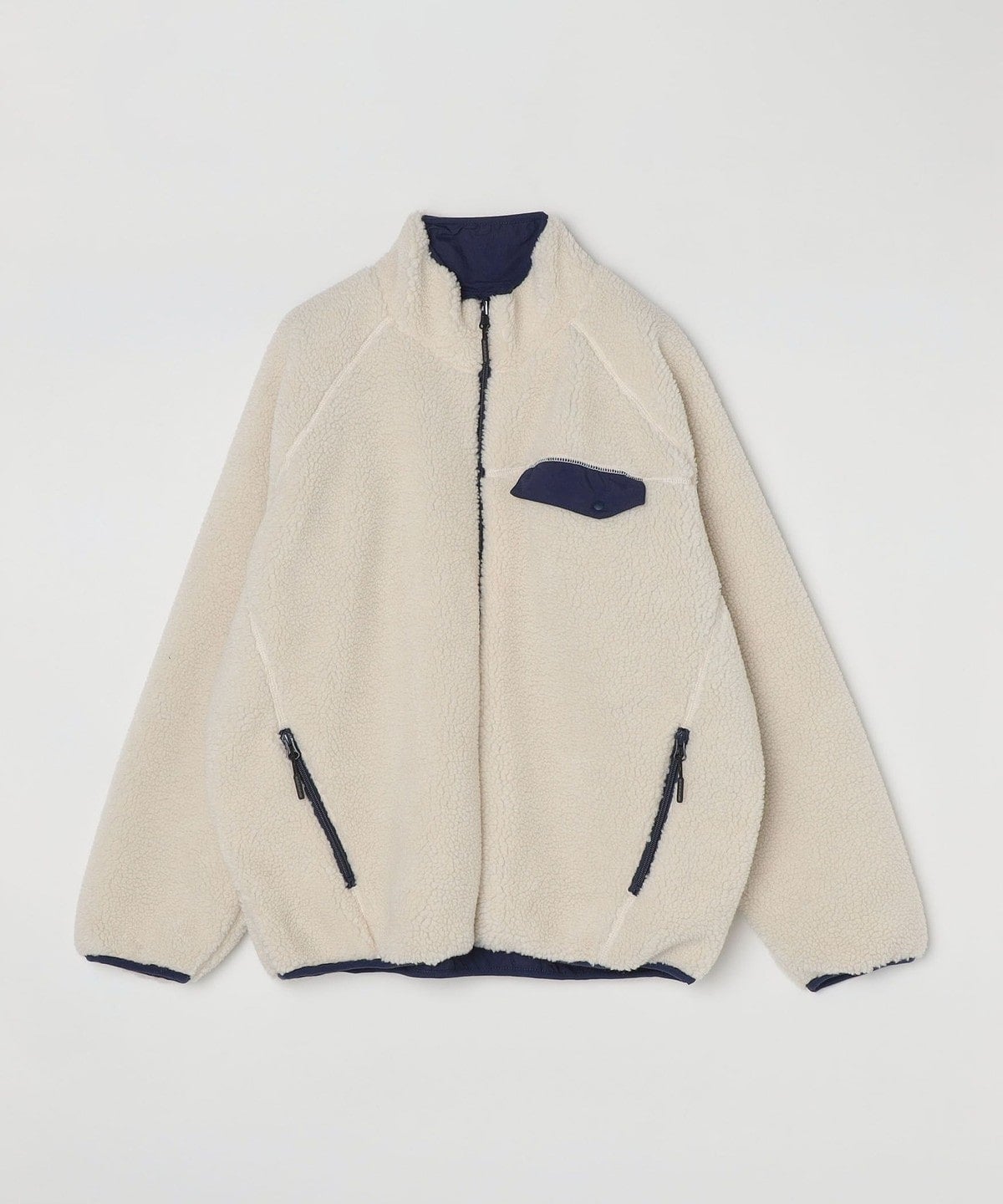 SHIPS: ビッグシルエット リバーシブル ボア フリース ナイロン ブルゾン