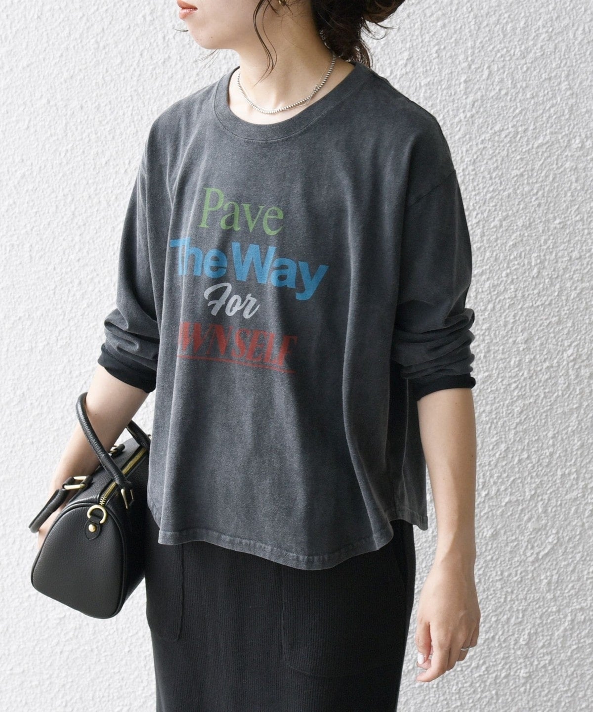 【SHIPS any別注】THE KNiTS:〈洗濯機可能〉ラウンドヘム ロゴ ロングスリーブ TEE