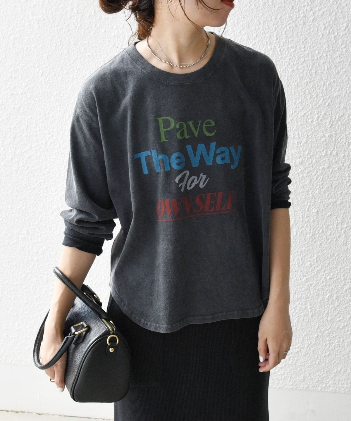 【SHIPS any別注】THE KNiTS:〈洗濯機可能〉ラウンドヘム ロゴ ロングスリーブ TEE