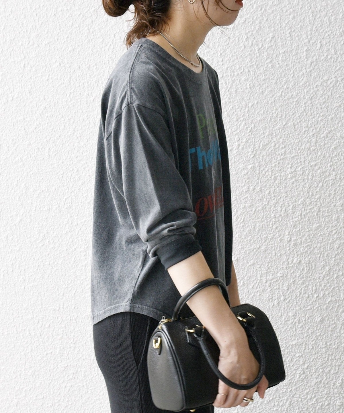 【SHIPS any別注】THE KNiTS:〈洗濯機可能〉ラウンドヘム ロゴ ロングスリーブ TEE