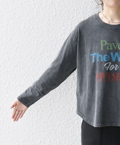 【SHIPS any別注】THE KNiTS:〈洗濯機可能〉ラウンドヘム ロゴ ロングスリーブ TEE