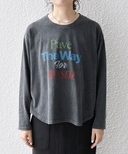 【SHIPS any別注】THE KNiTS:〈洗濯機可能〉ラウンドヘム ロゴ ロングスリーブ TEE