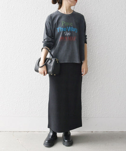【SHIPS any別注】THE KNiTS:〈洗濯機可能〉ラウンドヘム ロゴ ロングスリーブ TEE