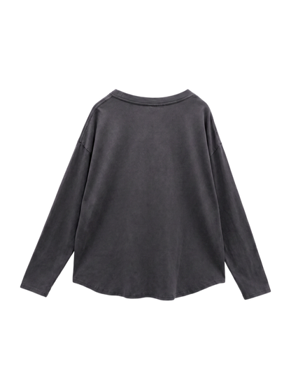【SHIPS any別注】THE KNiTS:〈洗濯機可能〉ラウンドヘム ロゴ ロングスリーブ TEE
