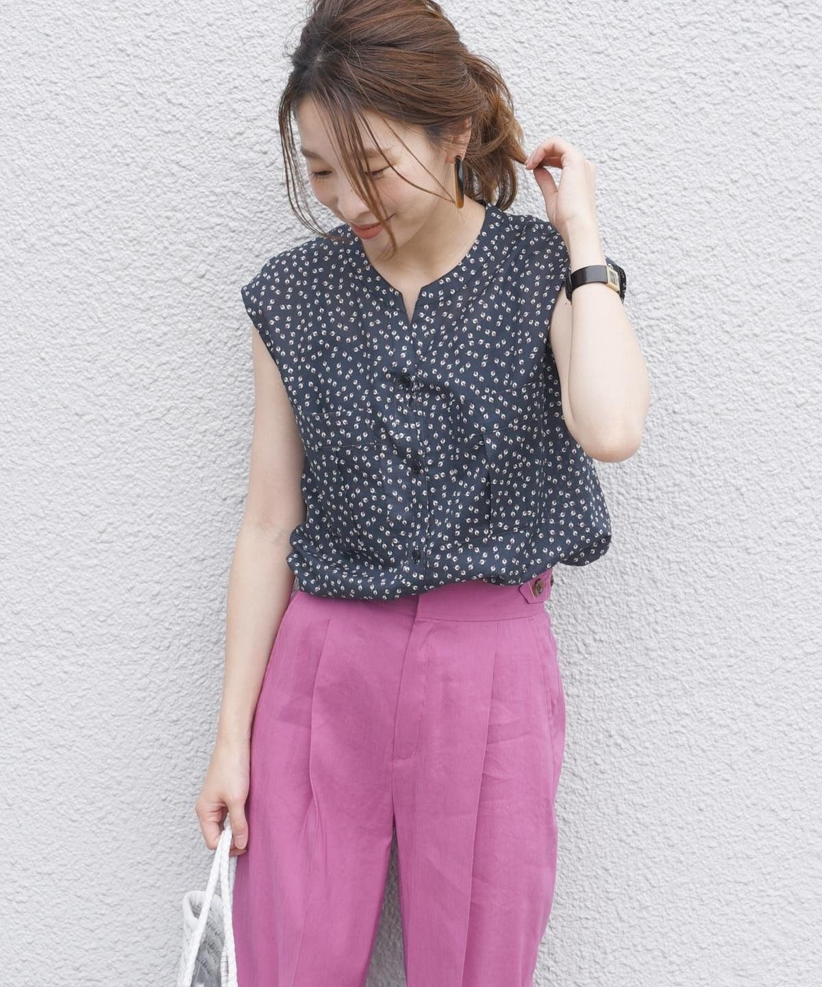 DEVAUX ローンプリントブラウス