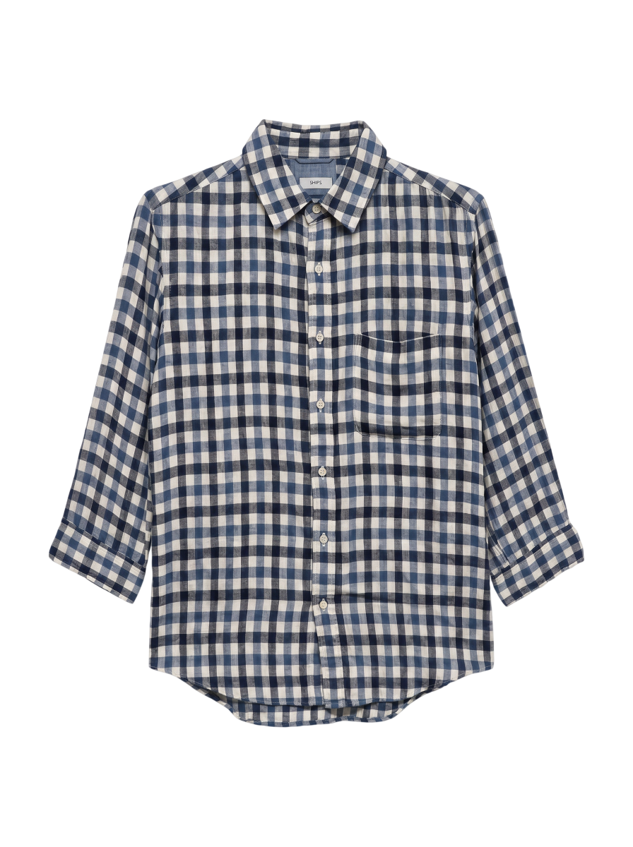 SHIPS:REG/C INDIGO 7/S SHIRTS