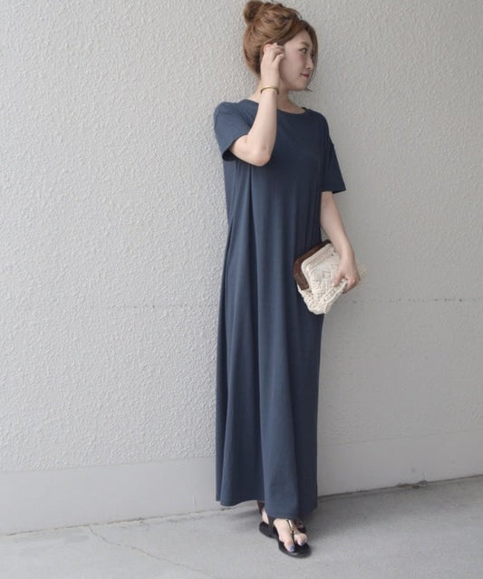 【UVカット】liflattie ships:カットソー ショートスリーブ ワンピース