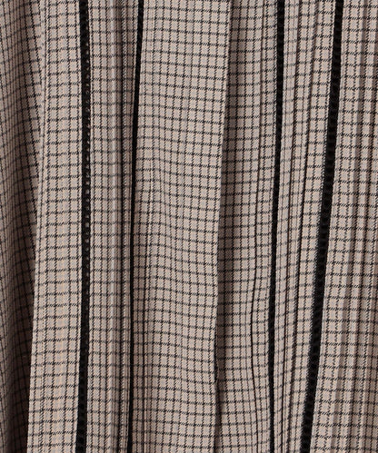 〈手洗い可能〉配色 チェック ソリッド ハシゴレース ピンタック ブラウス