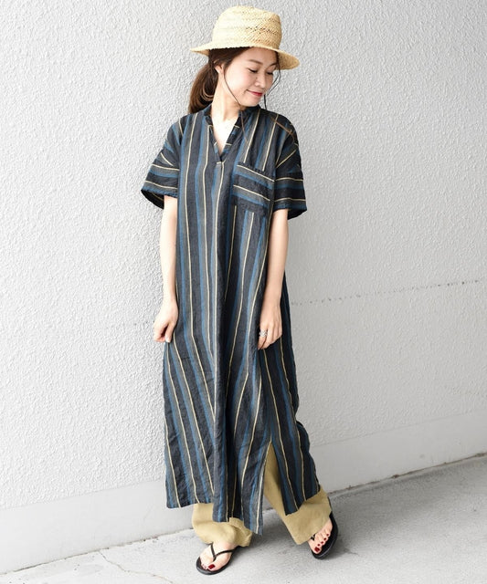 liflattie ships:マルチストライププルオーバーワンピース