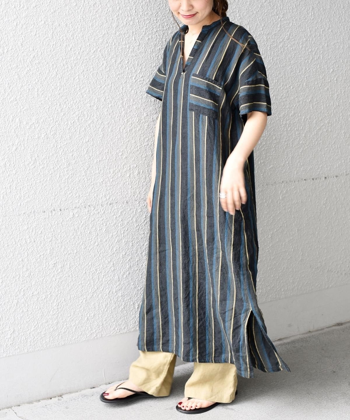 liflattie ships:マルチストライププルオーバーワンピース