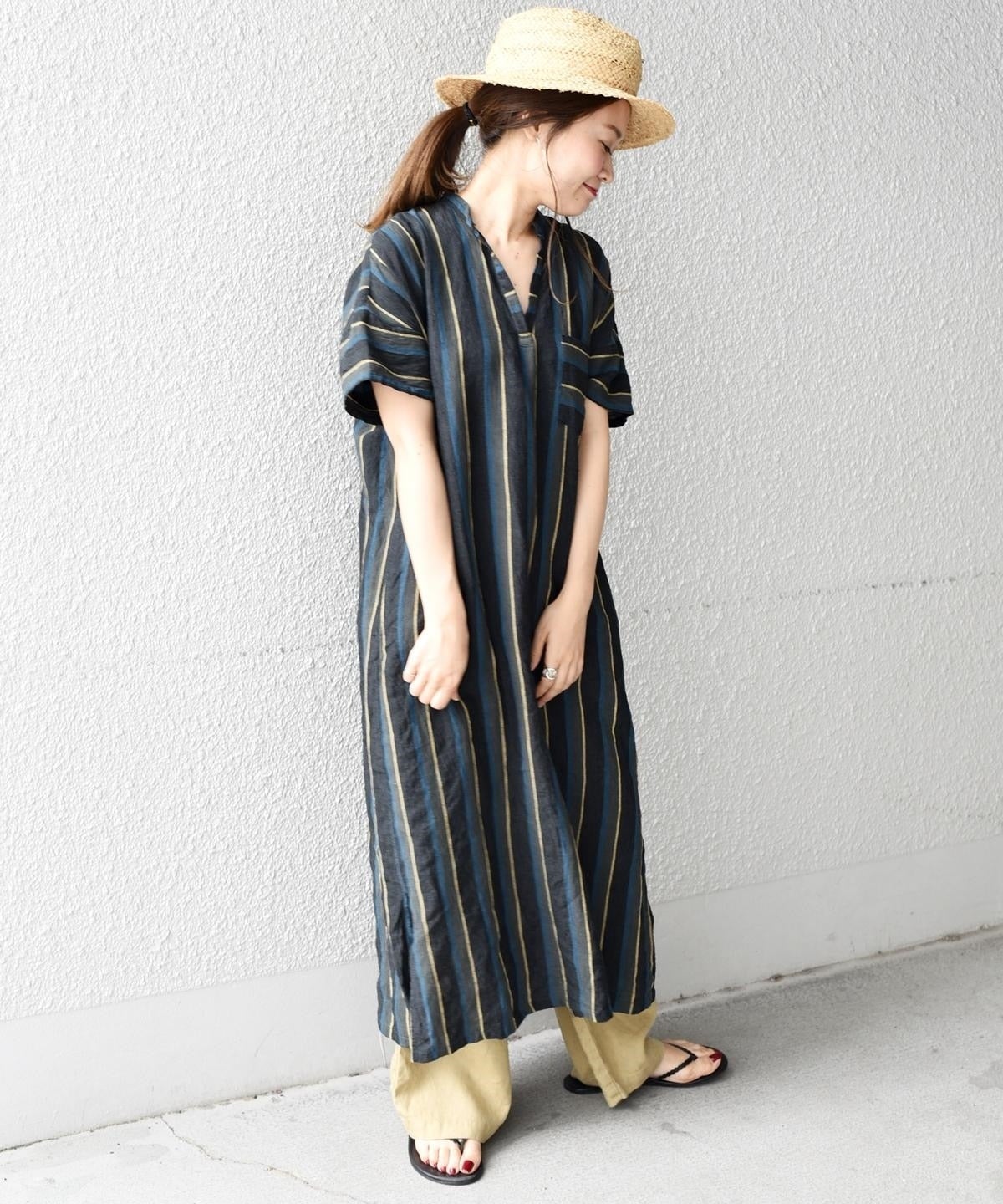 liflattie ships:マルチストライププルオーバーワンピース