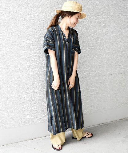 liflattie ships:マルチストライププルオーバーワンピース