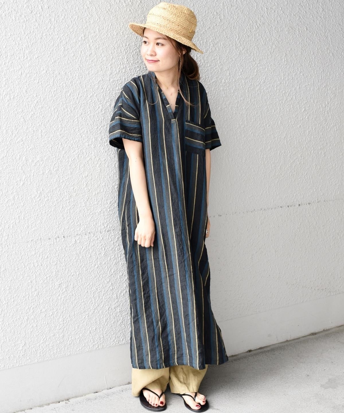 liflattie ships:マルチストライププルオーバーワンピース