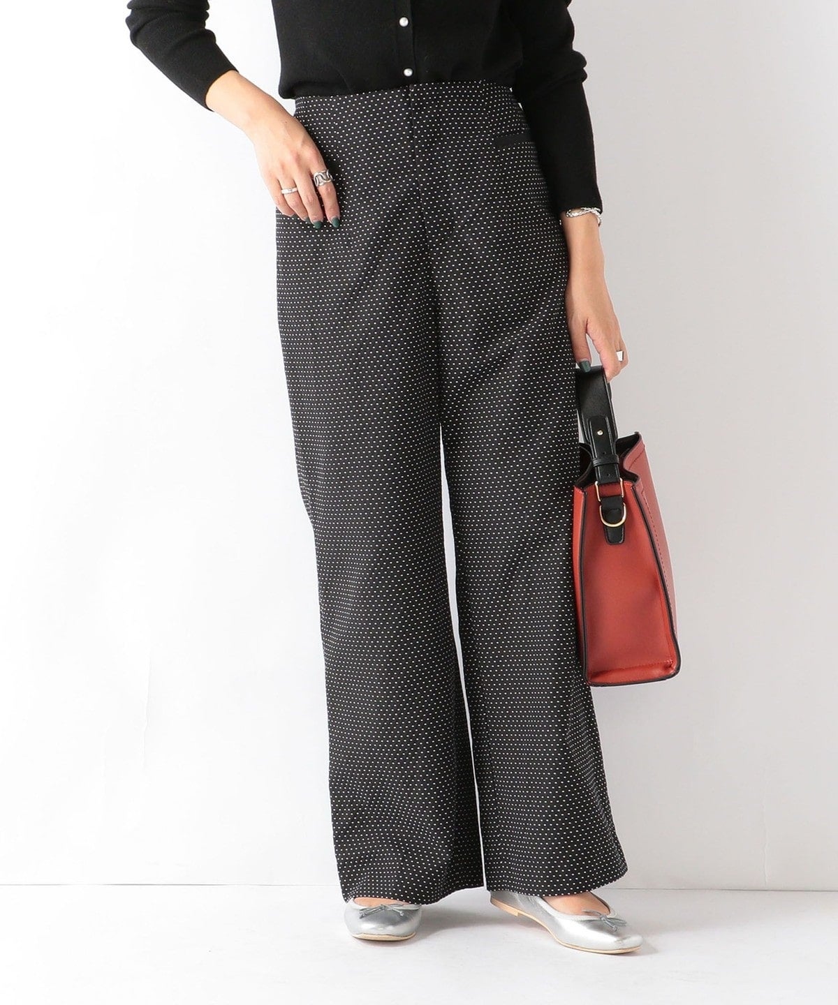 SHIPS any: ジャカード ドット ワイドパンツ