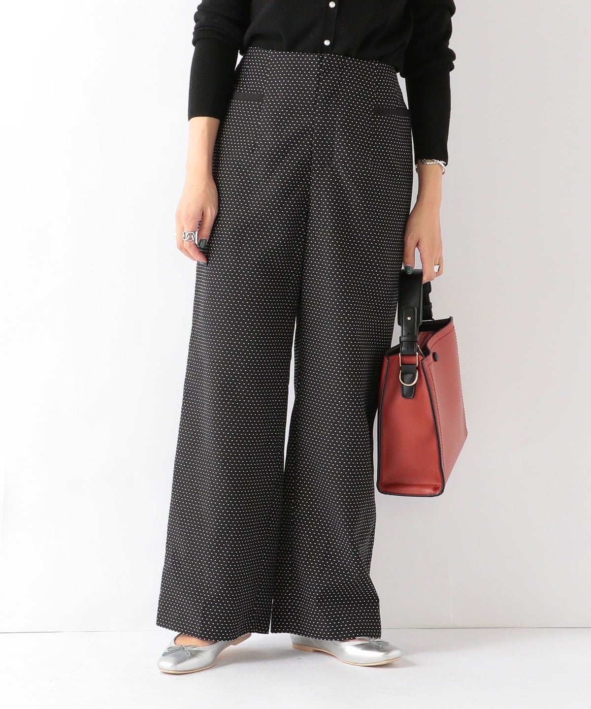 SHIPS any: ジャカード ドット ワイドパンツ