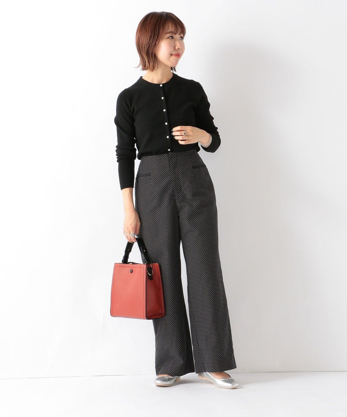 SHIPS any: ジャカード ドット ワイドパンツ