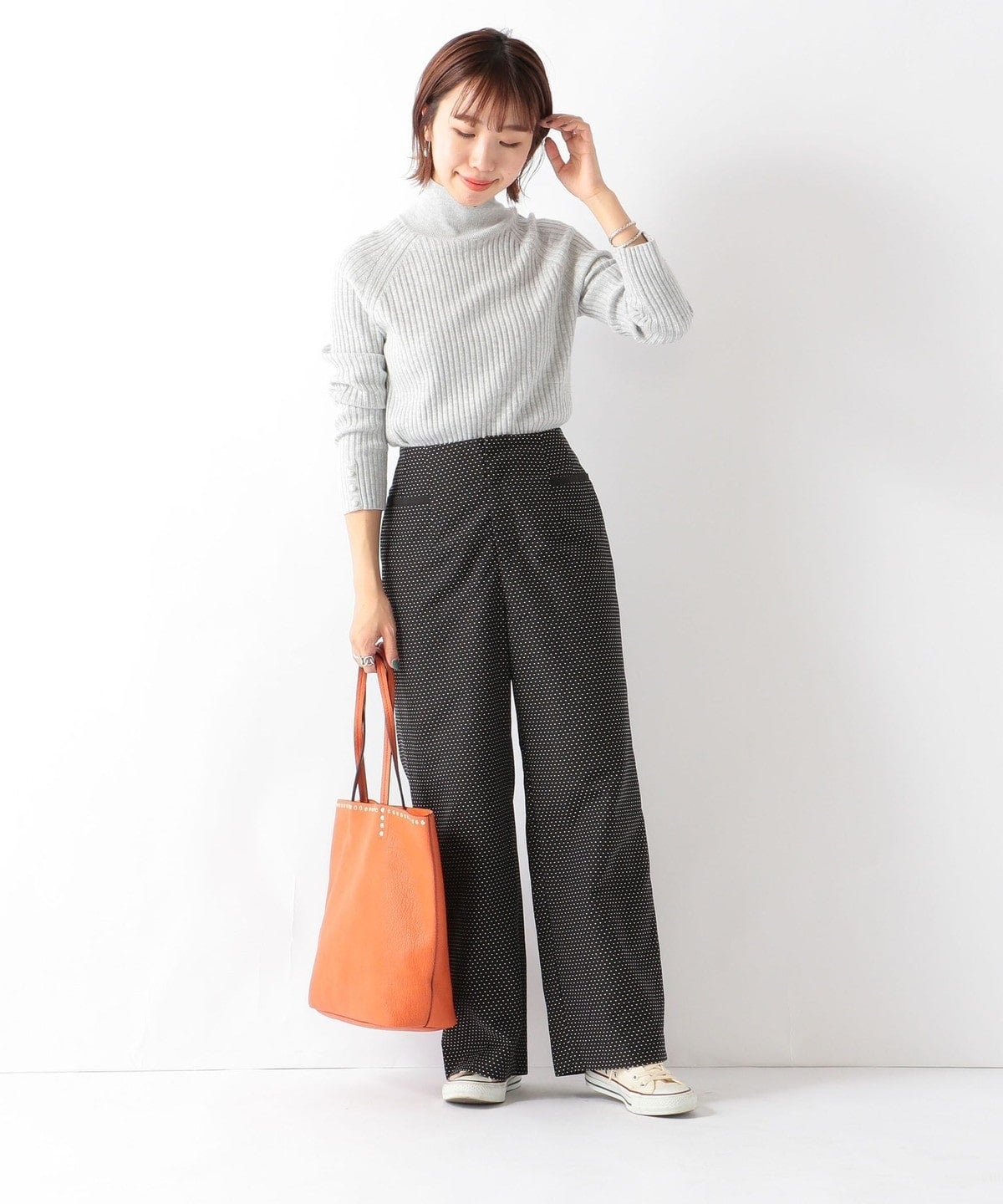 SHIPS any: ジャカード ドット ワイドパンツ