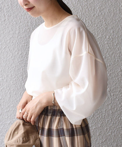 〈手洗い可能〉トリコットオーガンジーシアーTEE