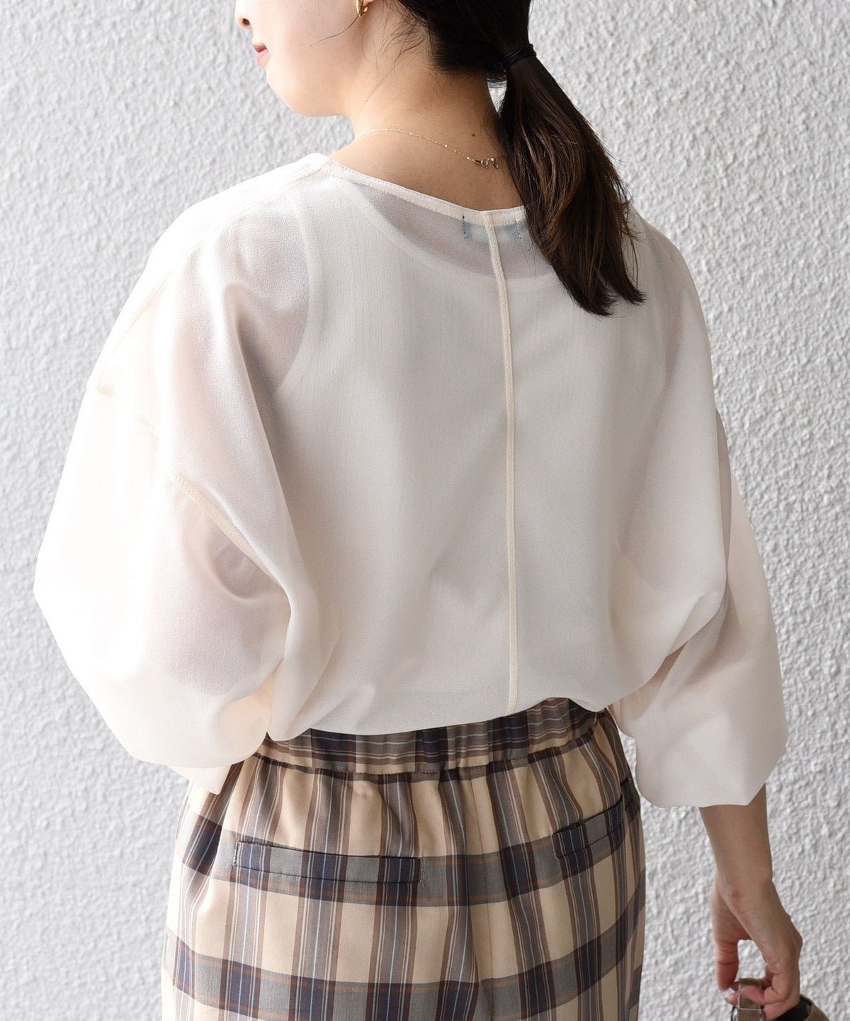 〈手洗い可能〉トリコットオーガンジーシアーTEE