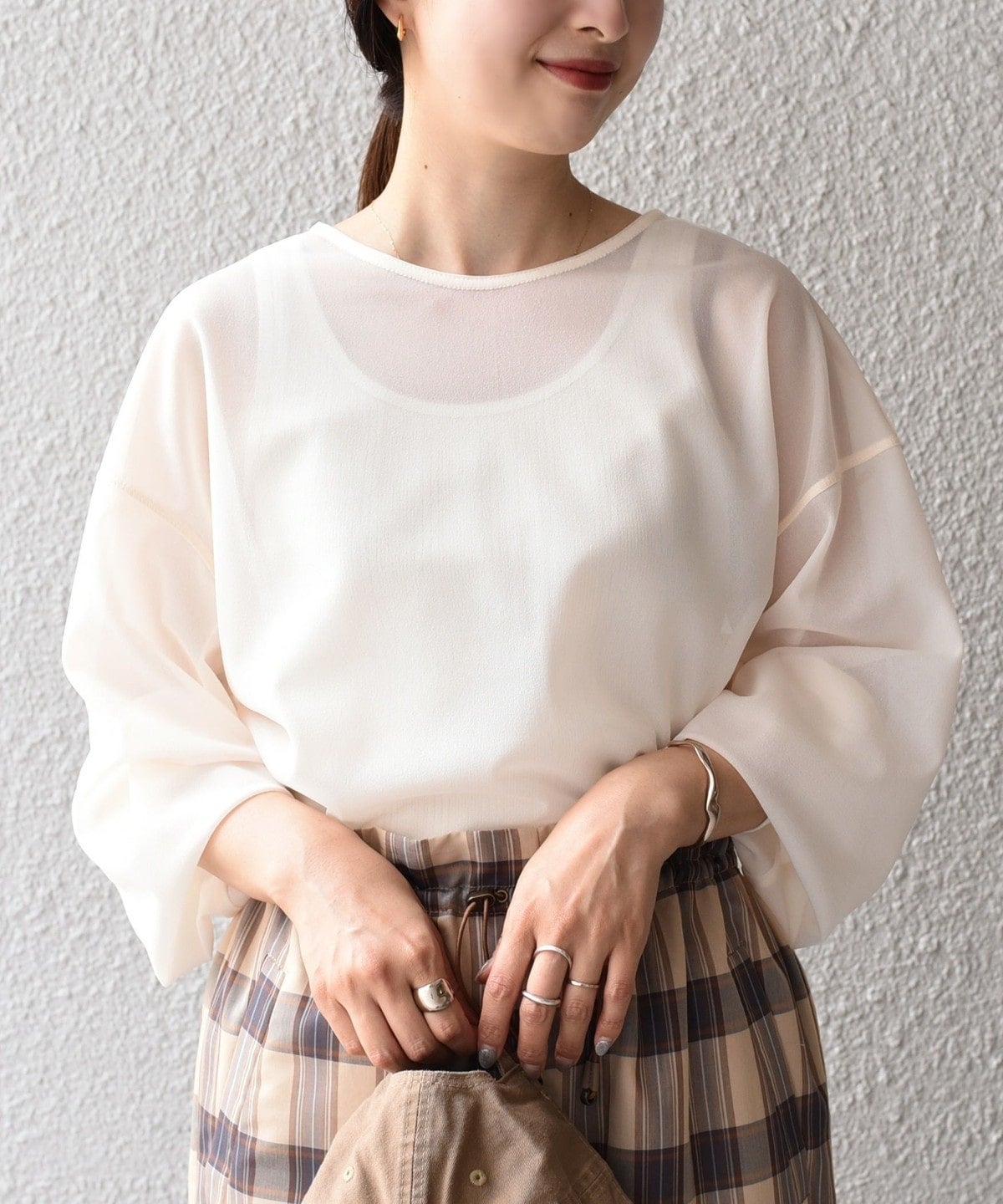 〈手洗い可能〉トリコットオーガンジーシアーTEE