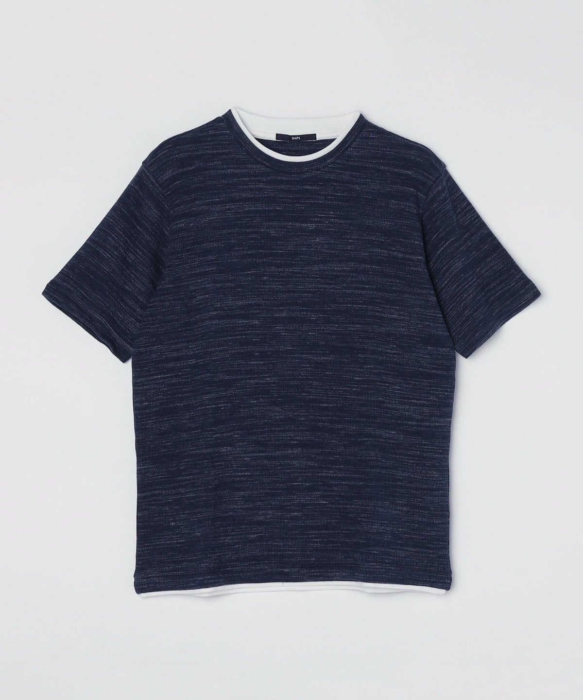SHIPS: ワッフル フェイクレイヤード クルーネック Tシャツ