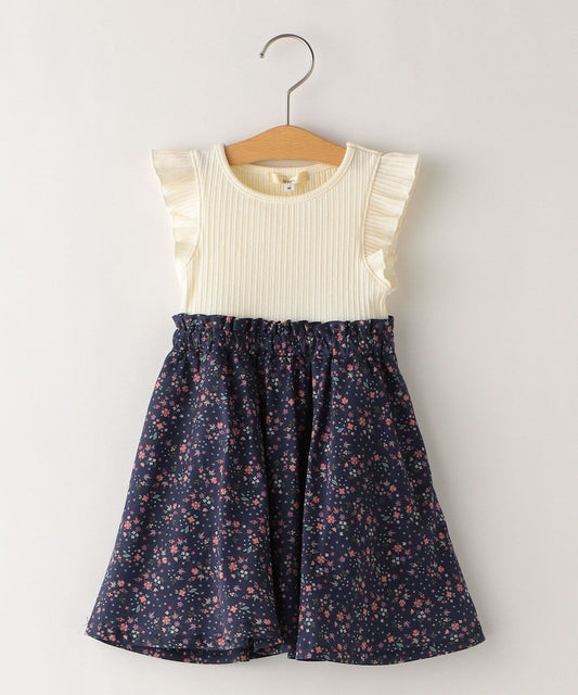 SHIPS KIDS:リブ フラワー ノースリーブ ワンピース(80〜90cm)