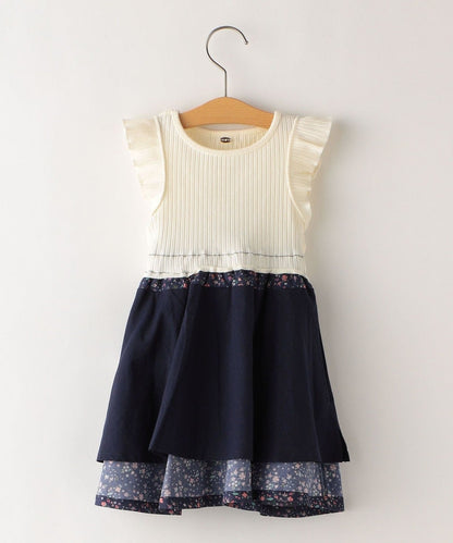 SHIPS KIDS:リブ フラワー ノースリーブ ワンピース(80〜90cm)