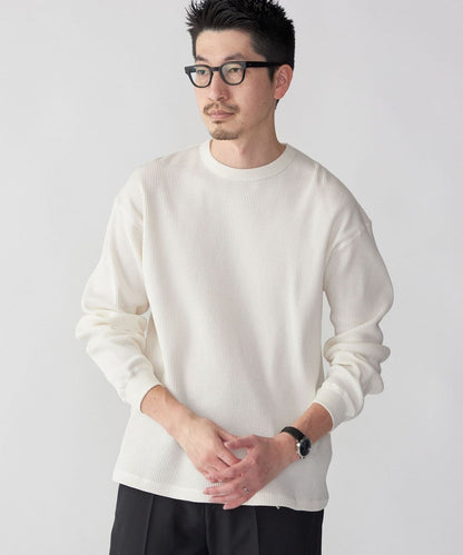 SHIPS: ベーシック ワッフル 長袖 Tシャツ