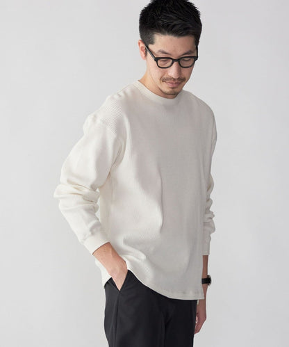 SHIPS: ベーシック ワッフル 長袖 Tシャツ