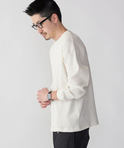 SHIPS: ベーシック ワッフル 長袖 Tシャツ